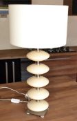 1 x Sophisticated Cream And Silver Stacked Pebble Lamp