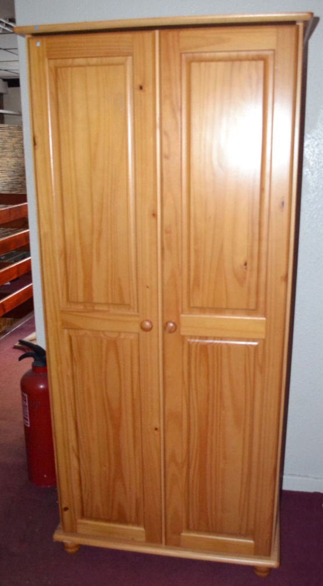 1 x Sol Pine 2-Door Wardrobe with Full Length Hanging Rail