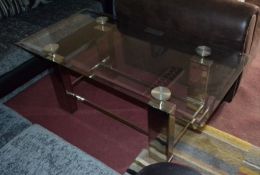 1 x Large Contemporary Glass Coffee Table with Silver Legs