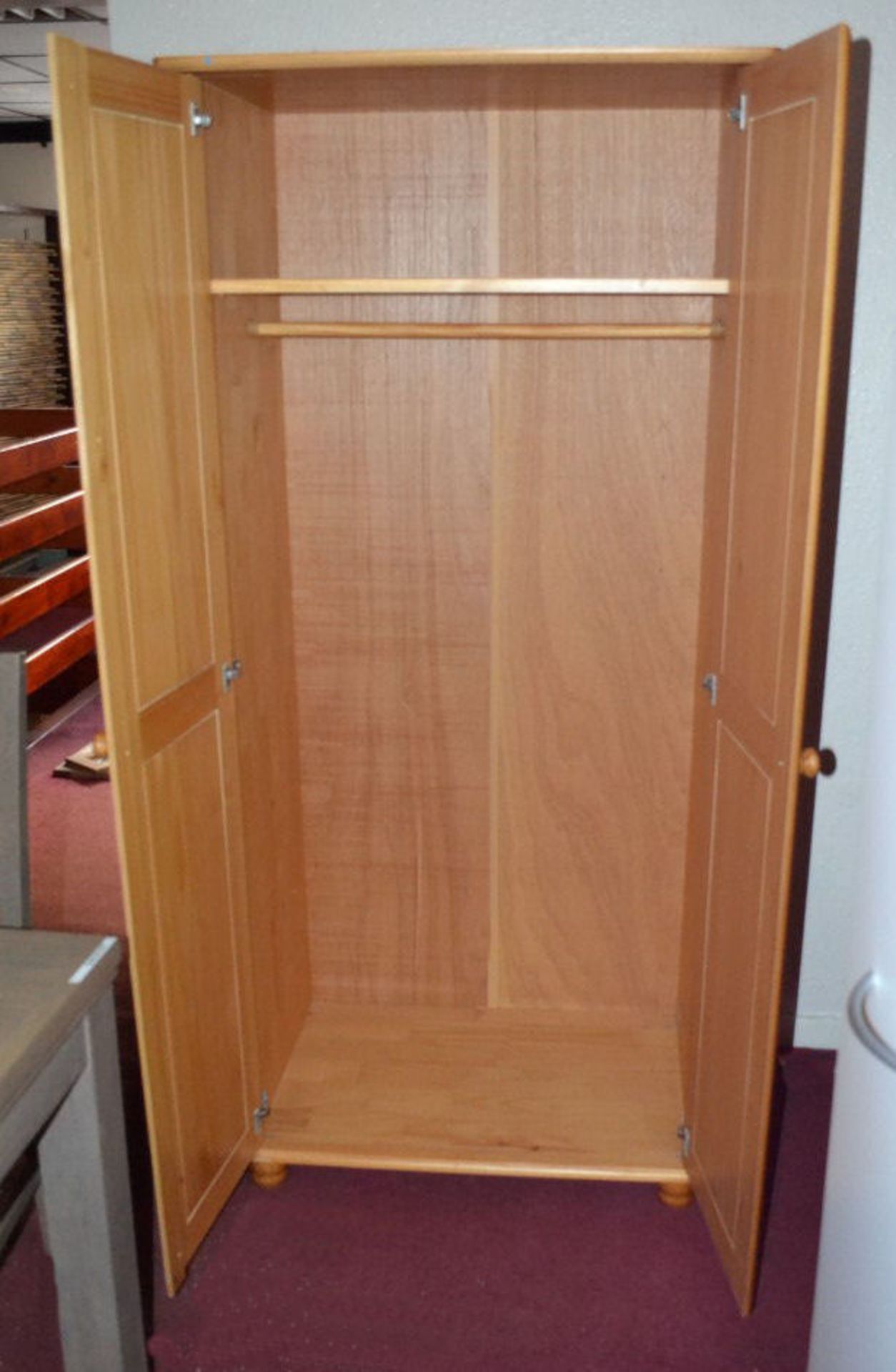 1 x Sol Pine 2-Door Wardrobe with Full Length Hanging Rail - Image 3 of 3