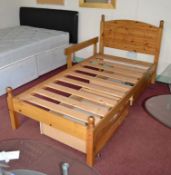 1 x Childs Pine Bed with Teddy Bear Logo And Name Jack On Headboard