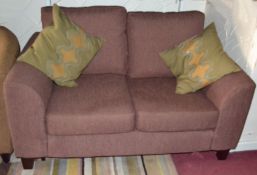 1 x 2 Seater Fabric Sofa In Cordovan Brown. Length 157cm.