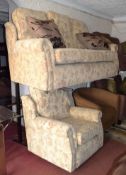 3 Seater Floral Pattern Fabric Sofa And Armchair Set In Cream.