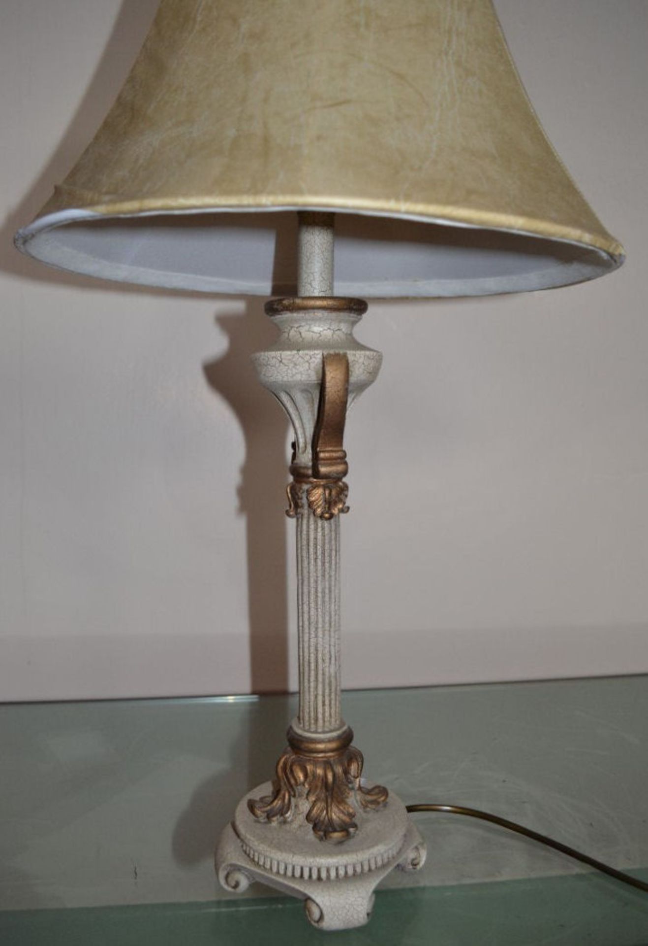 1 x Greek Column Style Lamp. 68.5cm Tall. Base Is 12.5cm Square. Lampshade Diameter 35cm. - Image 3 of 5