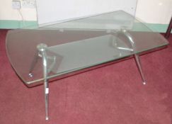 1 x Contemporary Glass Coffee Table with Silver Legs