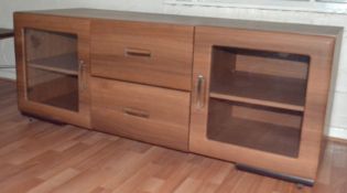 1 x Very Large TV Unit with 2 Glass Fronted Doors and 2 Drawers