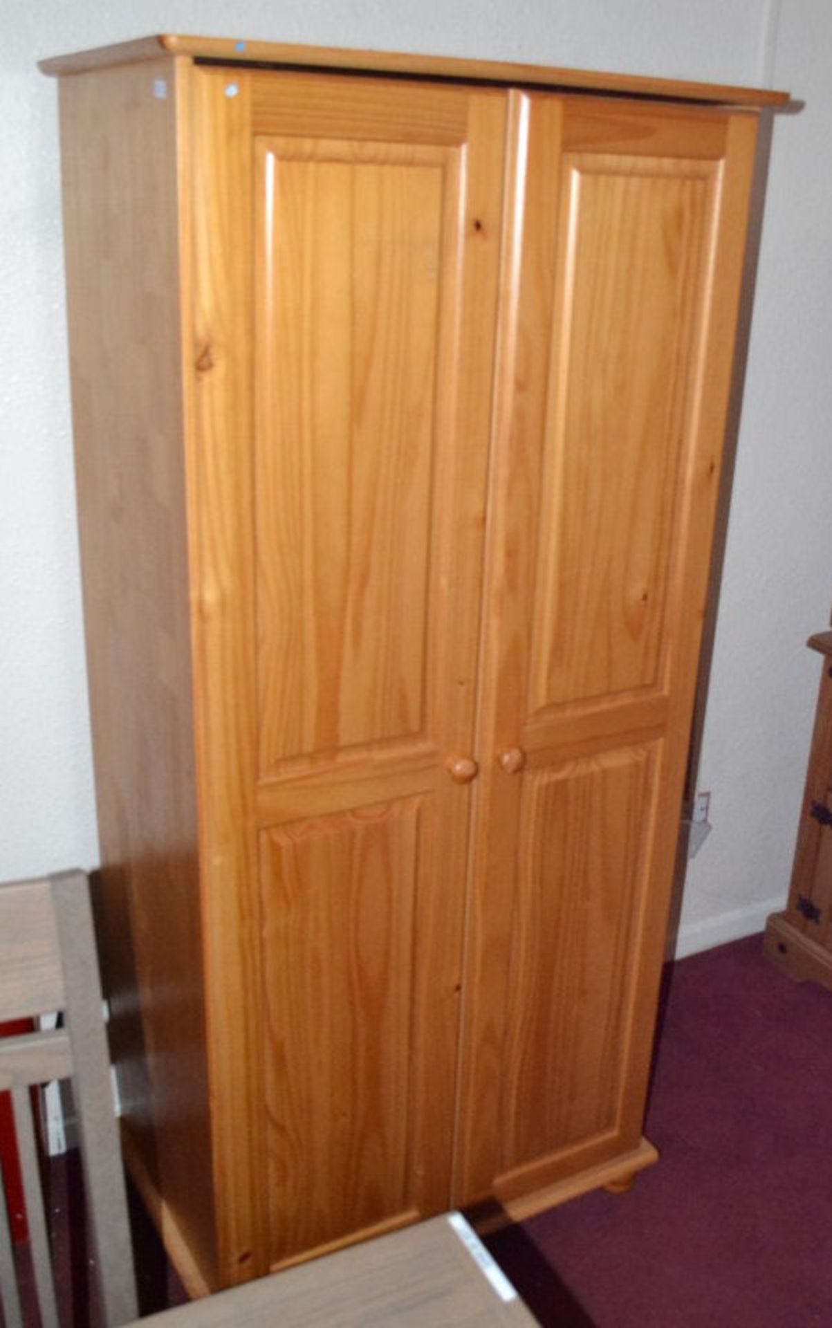 1 x Sol Pine 2-Door Wardrobe with Full Length Hanging Rail - Image 2 of 3