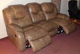 1 x Chamoisee Brown 3-Seat Reclining Sofa