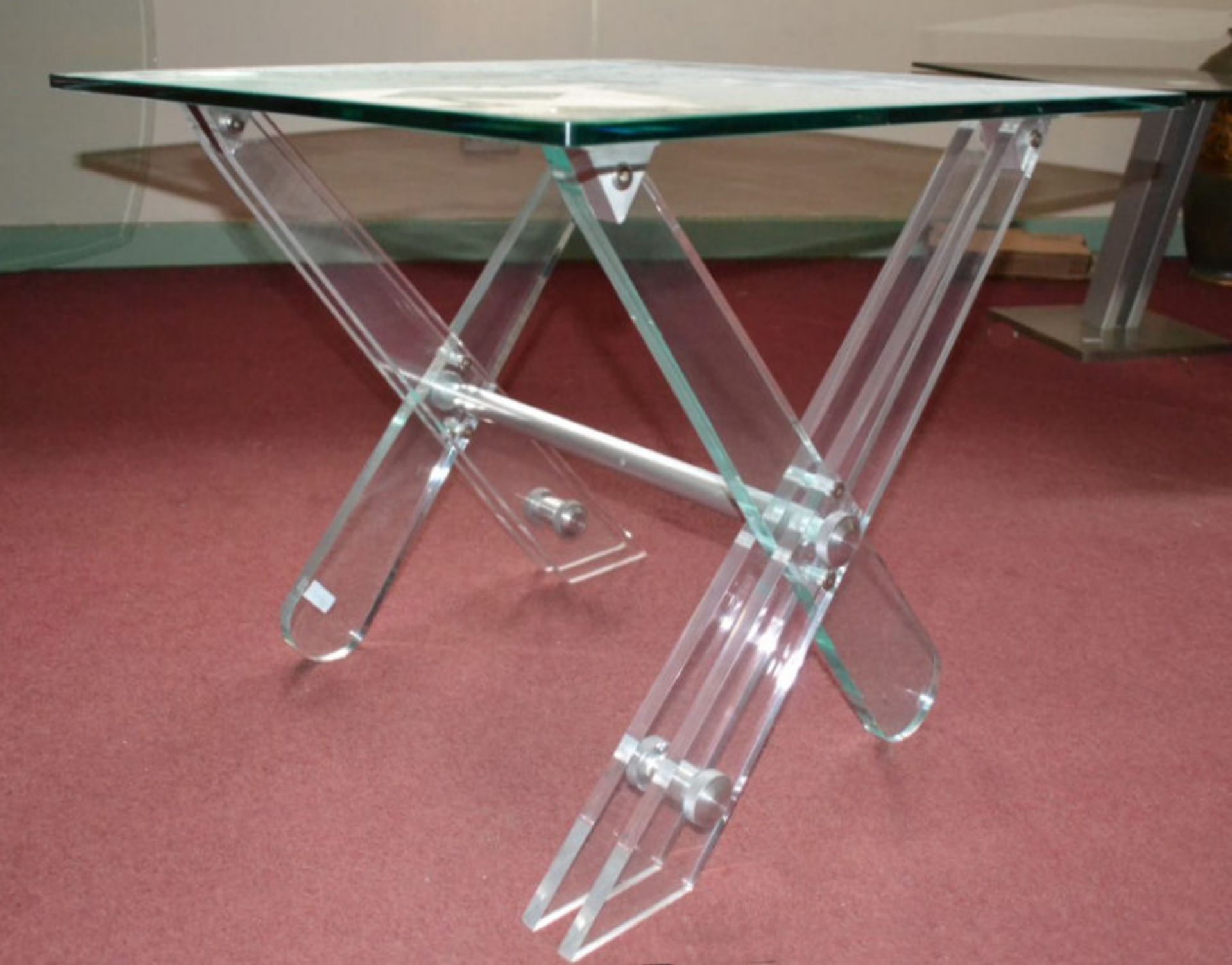 1 x Chelsom Kross Square Glass Lamp Table - Image 4 of 5