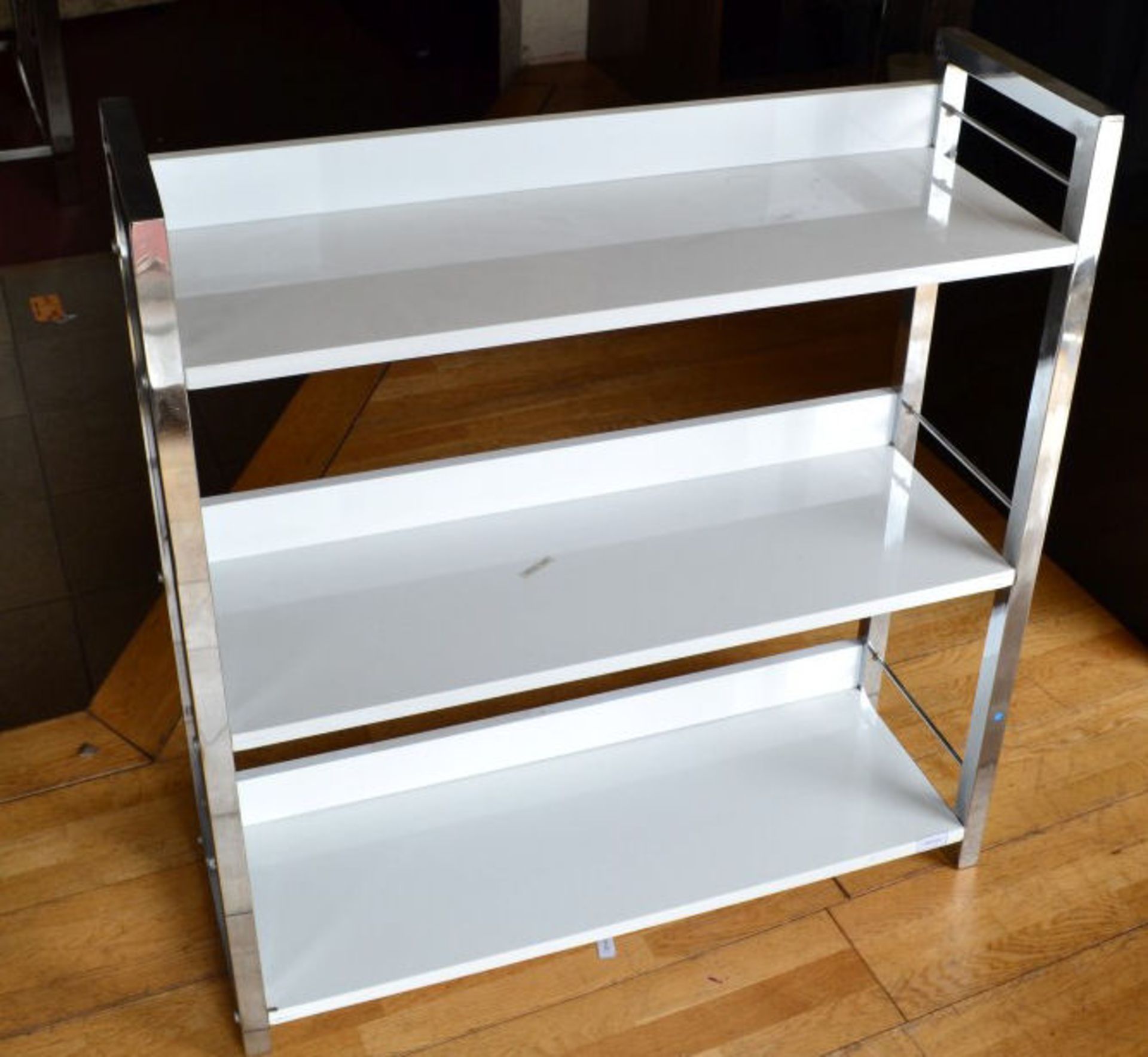 1 x Modern White And Silver 3 Tier Shelf Unit - Image 3 of 5