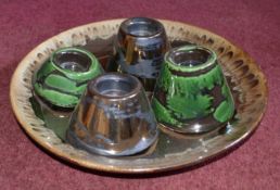 1 x Metallic Coloured Dish With 4 Candle Holders. 35cm Diameter. - CL108 - Item Location: Bury, BL9