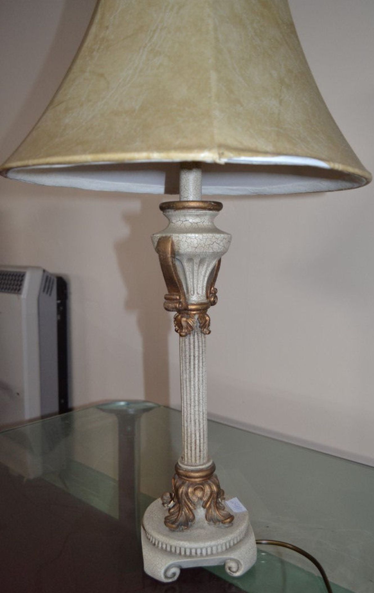 1 x Greek Column Style Lamp. 68.5cm Tall. Base Is 12.5cm Square. Lampshade Diameter 35cm. - Image 4 of 5