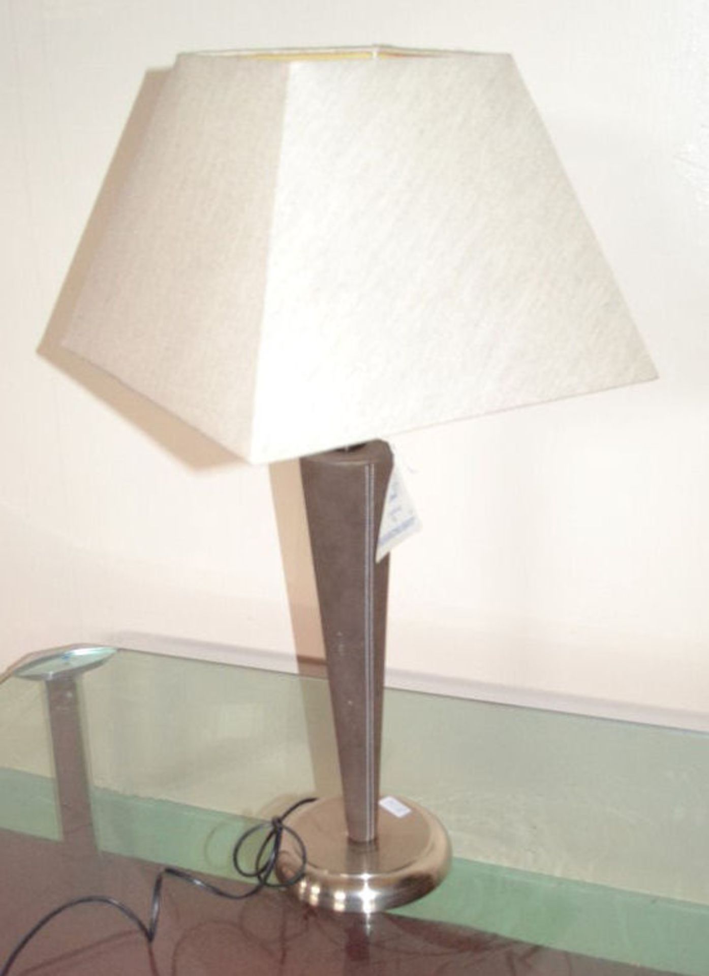 1 x Lamp - Brown Leather Look. Original Retail £65. Height 70cm - CL108 - Item Location: Bury, BL9