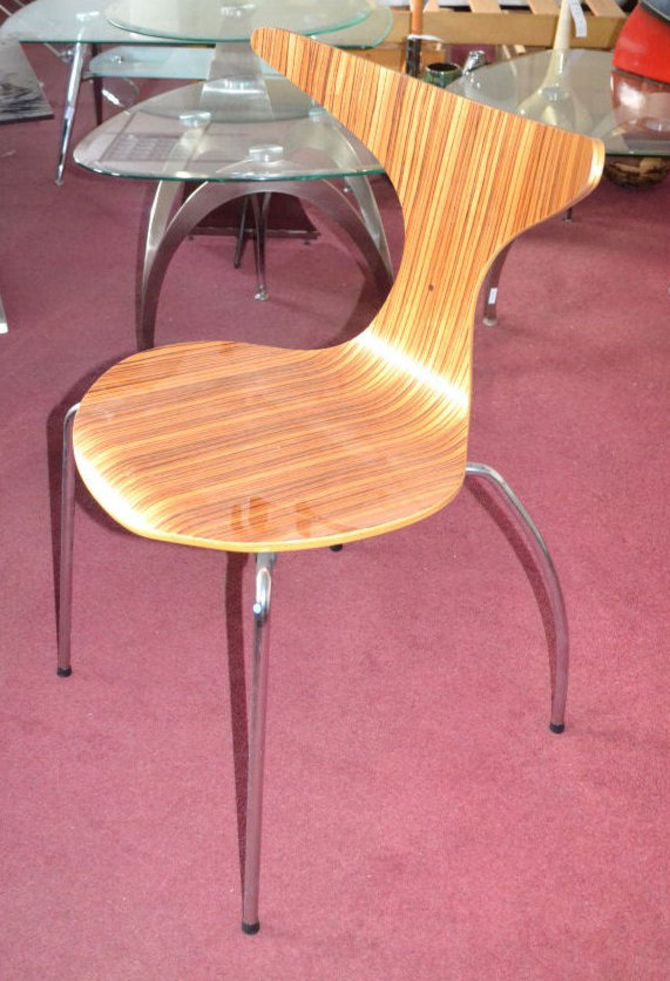 1 x Wooden Chair With Silver Metal Legs. Height 78.5cm. Seat Height 50cm. Width 54cm. Depth 50cm. - Image 3 of 3