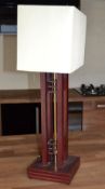 1 x Art Deco Cherry Wood Geometric Lamp