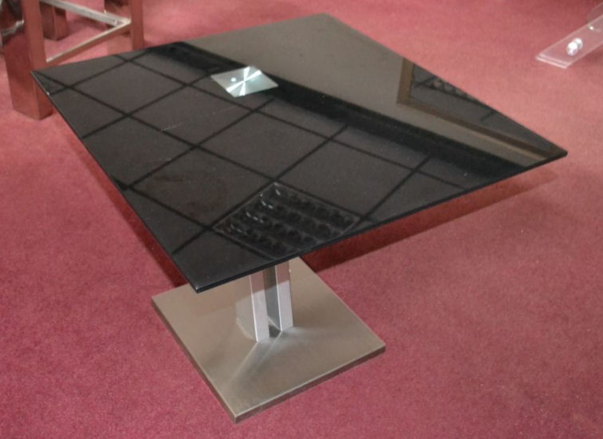 1 x Contemporary Square Black Glass End Table - Image 2 of 4