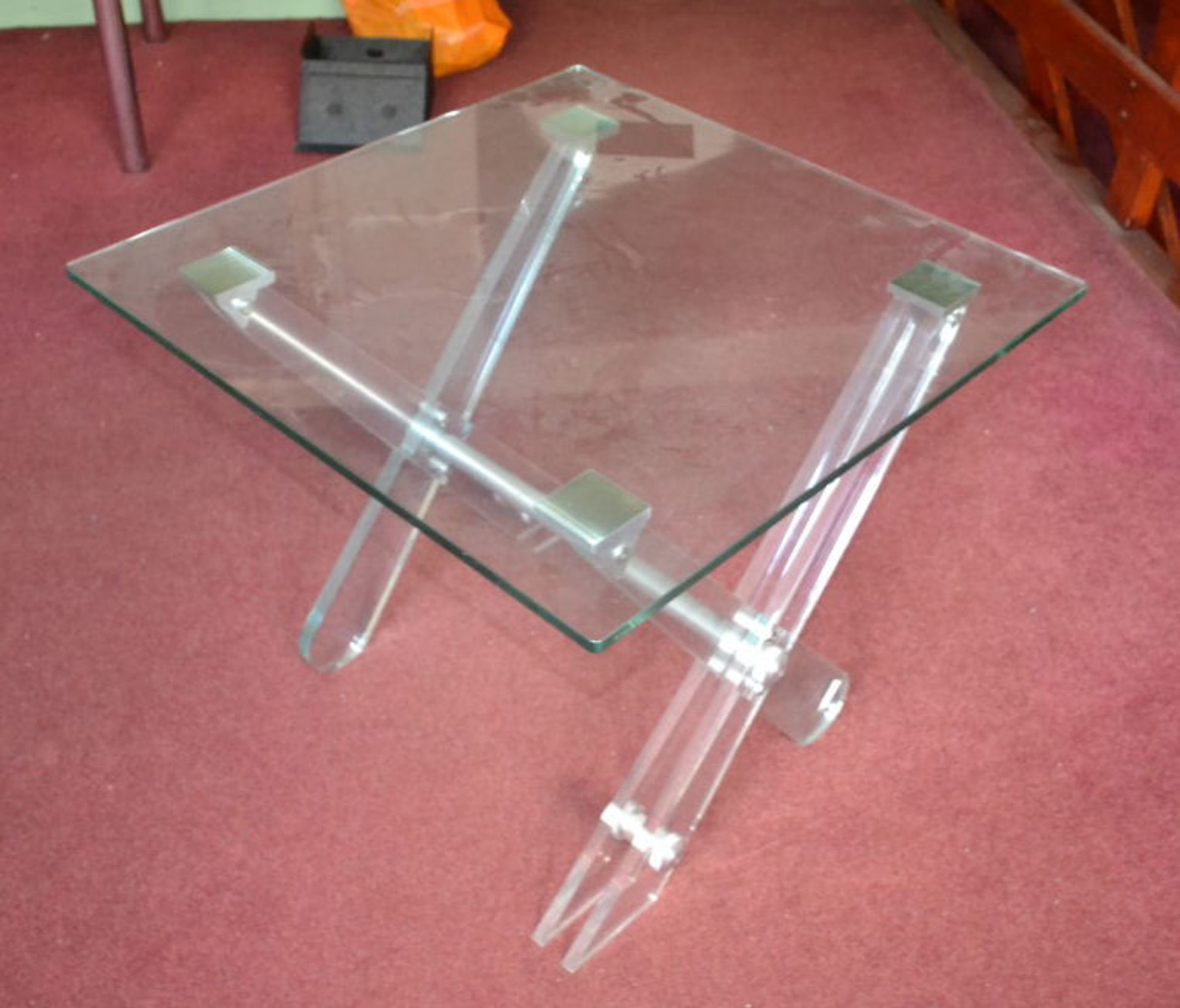 1 x Chelsom Kross Square Glass Lamp Table - Image 2 of 5