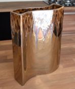 1 x Modern Bronze Coloured Warped Rectangle Vase