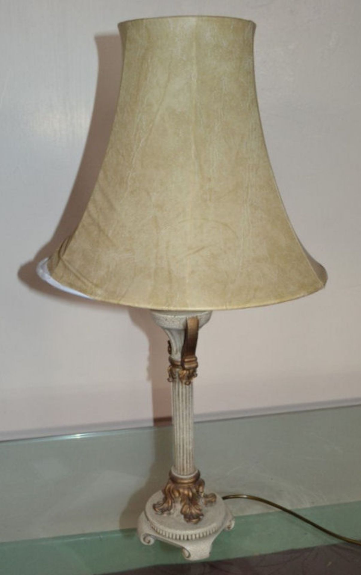 1 x Greek Column Style Lamp. 68.5cm Tall. Base Is 12.5cm Square. Lampshade Diameter 35cm. - Image 2 of 5