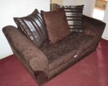 1 x Chocolate Brown Fabric/Faux Leather 2 Seater Sofa