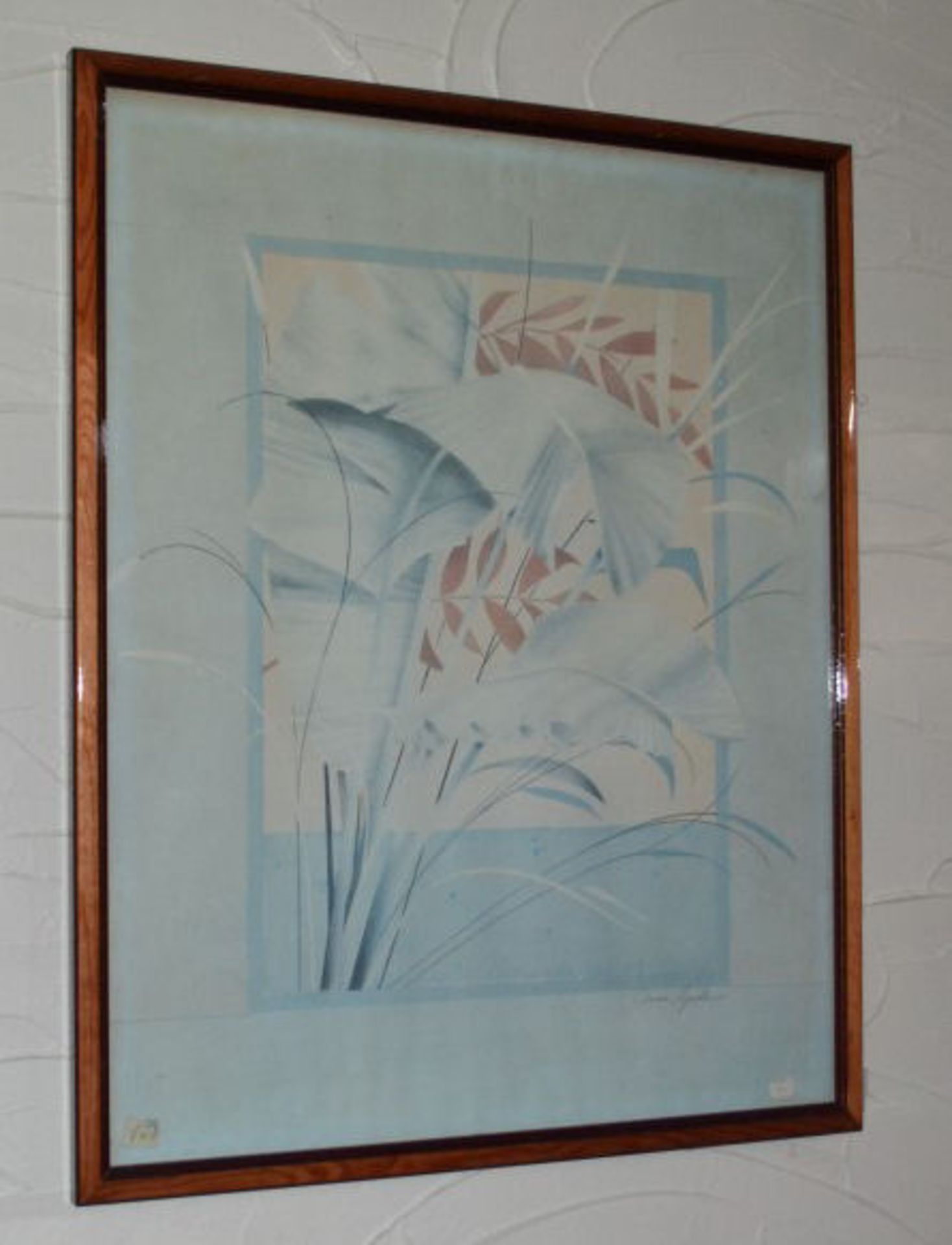 1 x Light Blue Picture With Wooden Frame. Original Retail £49. 65cm Wide X 80cm Tall. - CL108 - Image 2 of 2