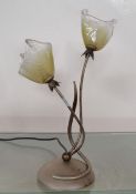 1 x Small Lamp - Metal Stems And Glass Flower Design. 43.5cm Tall. - CL108 - Item Location: Bury