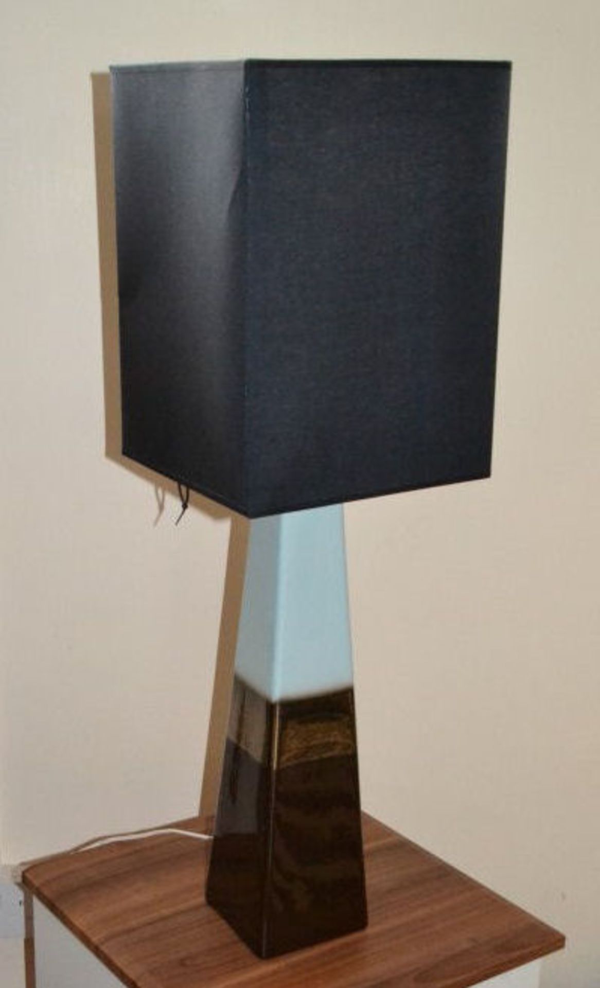 1 x Tall Lamp. Very Dark Brown/Copper/Light Blue Tapered Design - Image 2 of 3