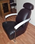 1 x Black Chair With White Arms. Some Chips On Arms. Height 96cm. Width 68cm. Seat Height 47cm.