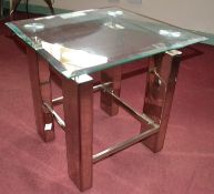 1 x Modern Square Glass Side Table with Chrome Legs