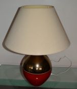 1 x Large Modern Table Lamp in Lava Red And Copper with Cream Shade