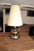 1 x Black And Gold Contemporary Stacked Design Lamp With Cream Shade