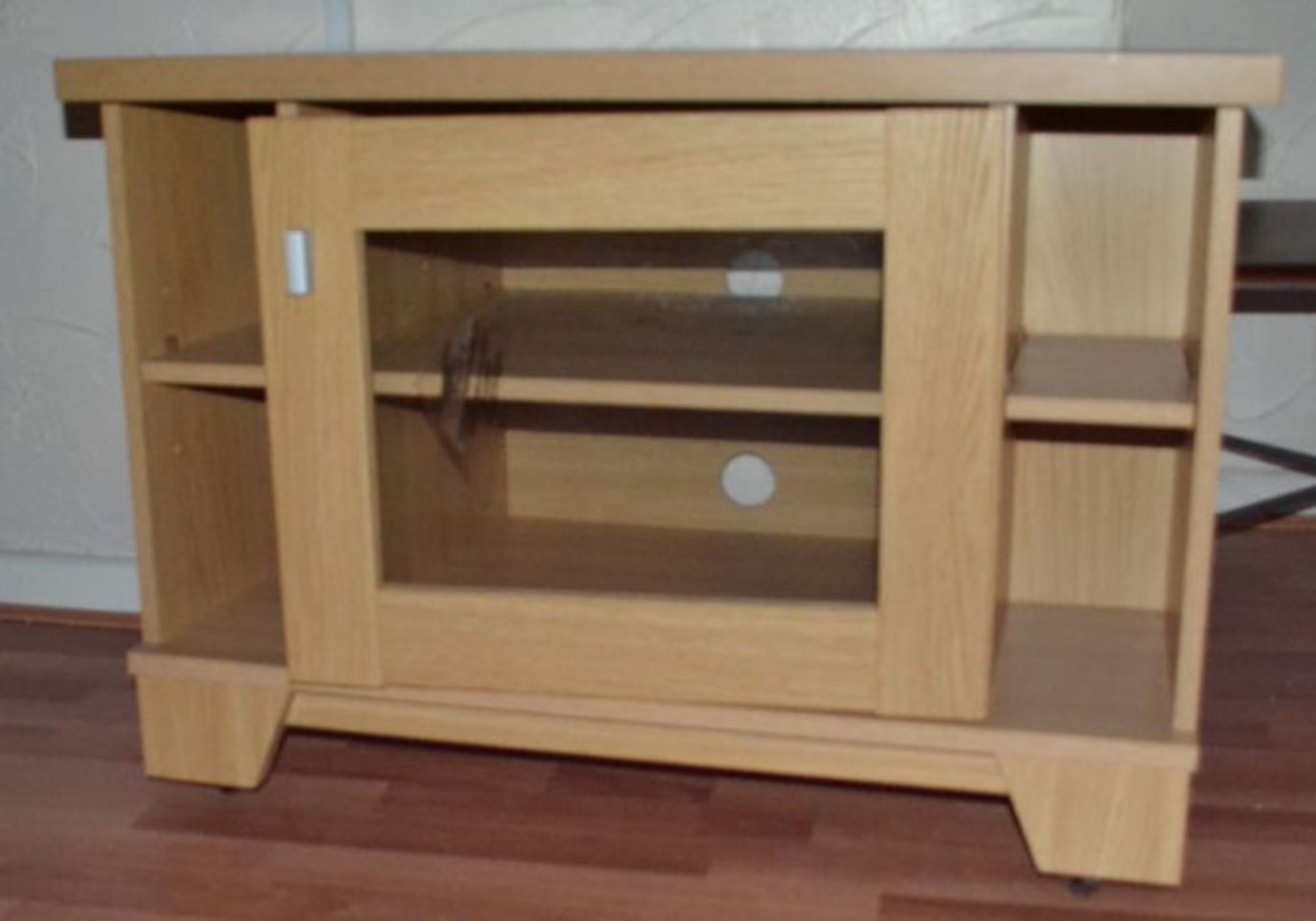 1 x Modern Pine Corner TV Unit with Single Glass Door