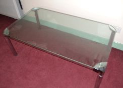 1 x Modern Rectangular Glass Coffee Table with Silver Legs
