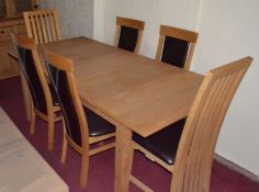 1 x Solid Hardwood Extending Dining Table With 6 Chairs