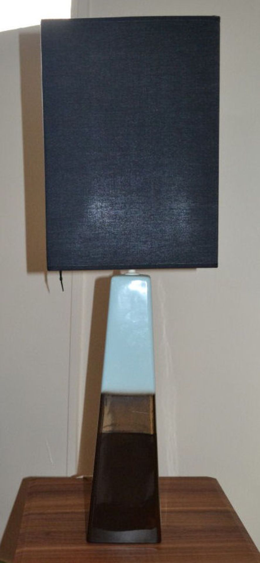 1 x Tall Lamp. Very Dark Brown/Copper/Light Blue Tapered Design - Image 3 of 3