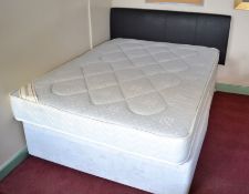1 x Double Divan Bed With Base Unit, Mattress And Headboard