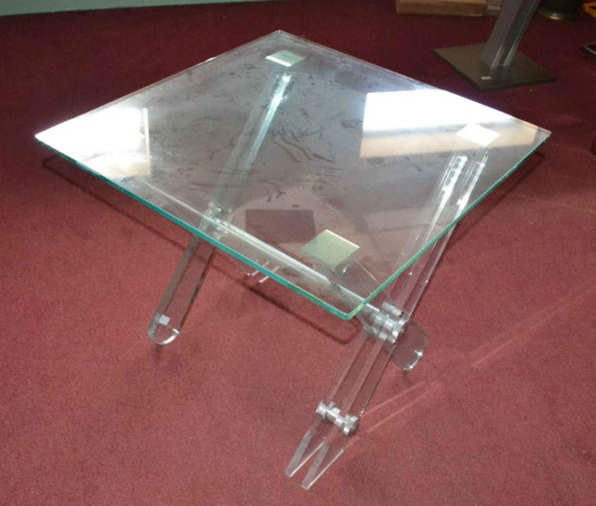 1 x Chelsom Kross Square Glass Lamp Table - Image 3 of 5