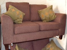 1 x 2 Seater Fabric Sofa In Cordovan Brown. Length 157cm.