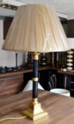 1 x Classical Gold And Black Column Lamp With Cream Shade