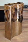 1 x Modern Bronze Coloured Warped Rectangle Vase