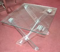 1 x Chelsom Kross Square Glass Lamp Table