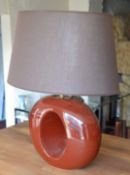 1 x Modern Fire Brick Red Hole Lamp With Raw Umber Lampshade