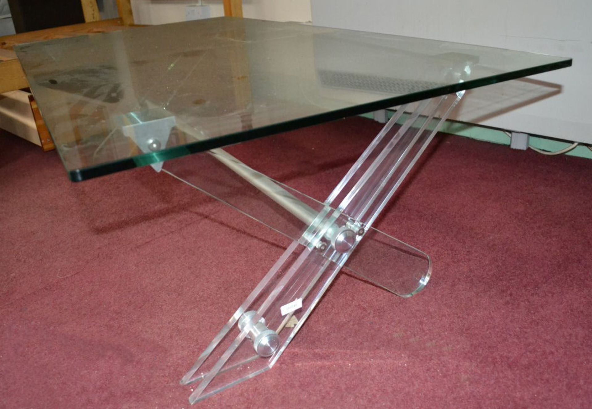 1 x Long Rectangular Glass Top Coffee Table in a Chelsom Style - Image 2 of 3