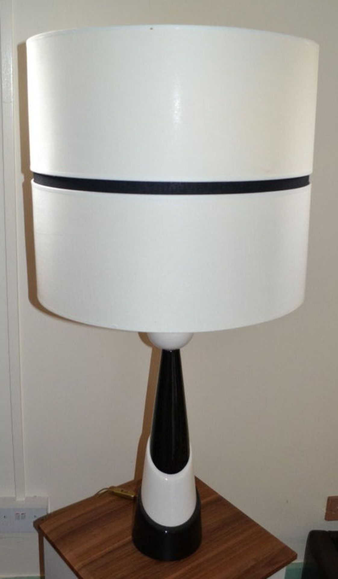 1 x Huge Lamp. 101cm Tall. Base Is Black And White Cone Design. - Image 2 of 5