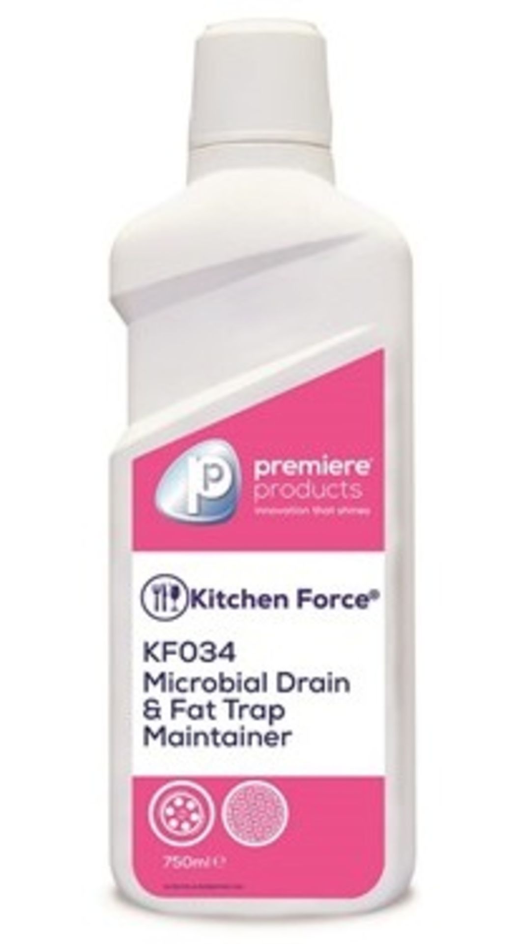 12 x Kitchen Force 750ml Microbial Drain & Fat Trap Maintainer - Premiere Products - Includes 12 x
