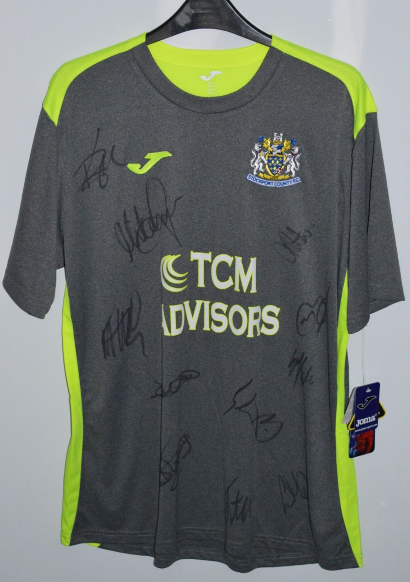 1 x Stockport County Signed Football Shirt - 2016/2017 Season Away Shirt Signed By 11 Players -