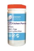 6 x Kitchen Force Blue Catering 150 Wipe Packs - Premiere Products - Byotrol Technology - QAC Free -