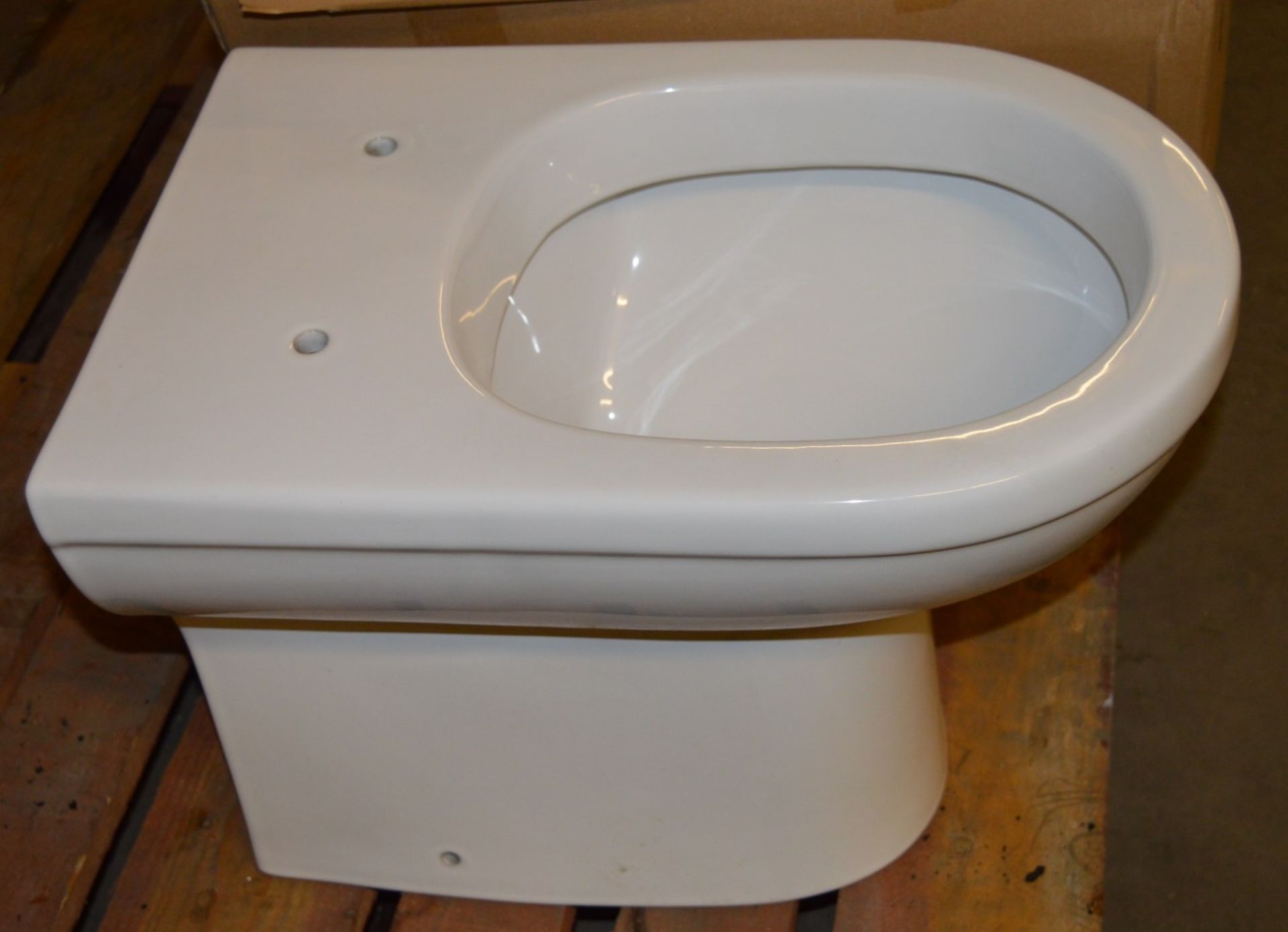 1 x Back to Wall Toilet Pan With Seat - Unused Stock - CL190 - Ref BR080 - Location: Bolton BL1 - Image 2 of 5
