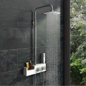 Chime stainless steel shower riser rail kit with shelf