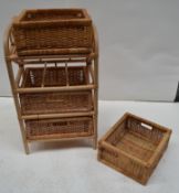 1 x Wicker Basket Rack with Baskets - AE003 - CL007 - Location: Altrincham WA14 - NO VAT